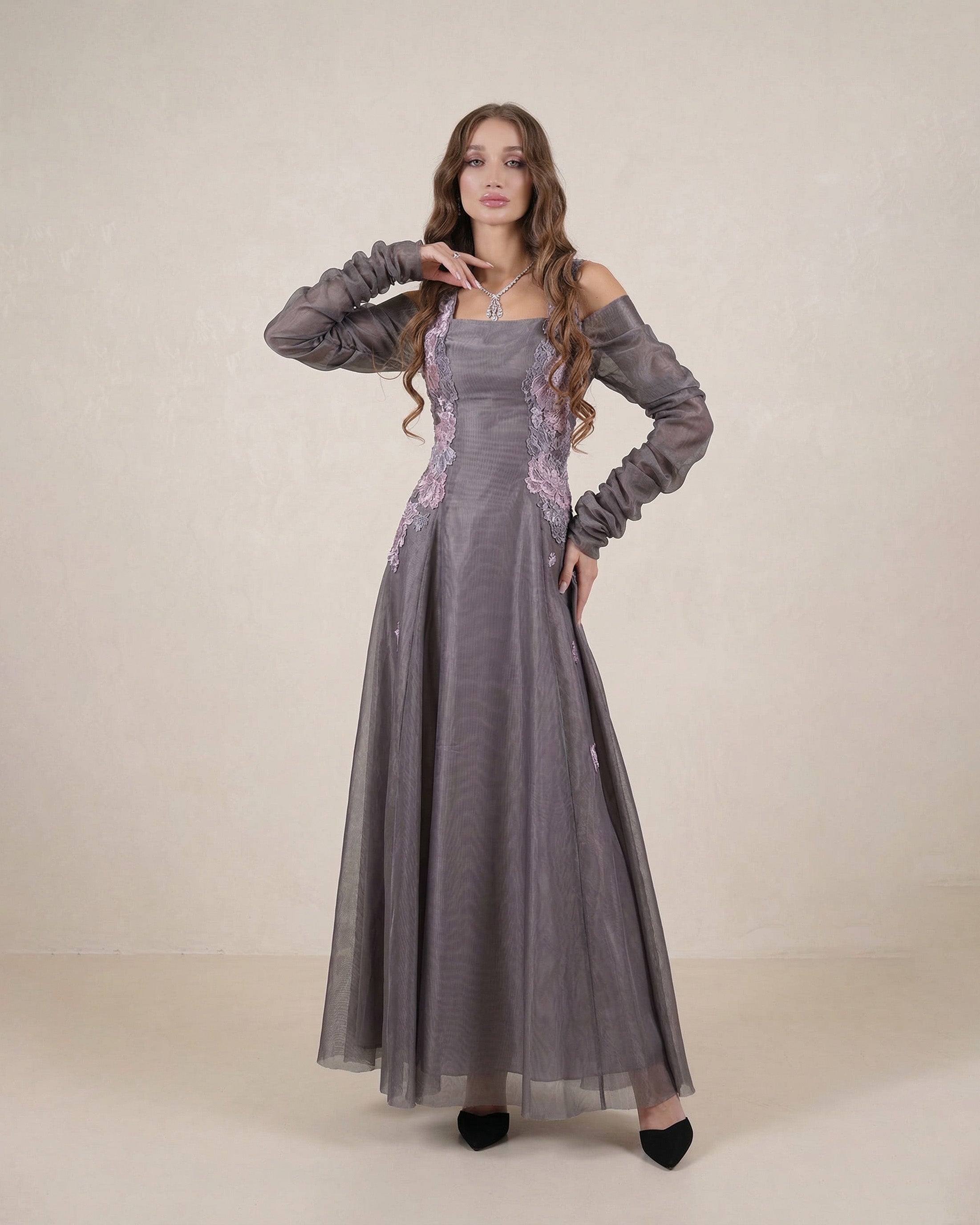 Elise Embellished Maxi Dress – Smoky Mauve