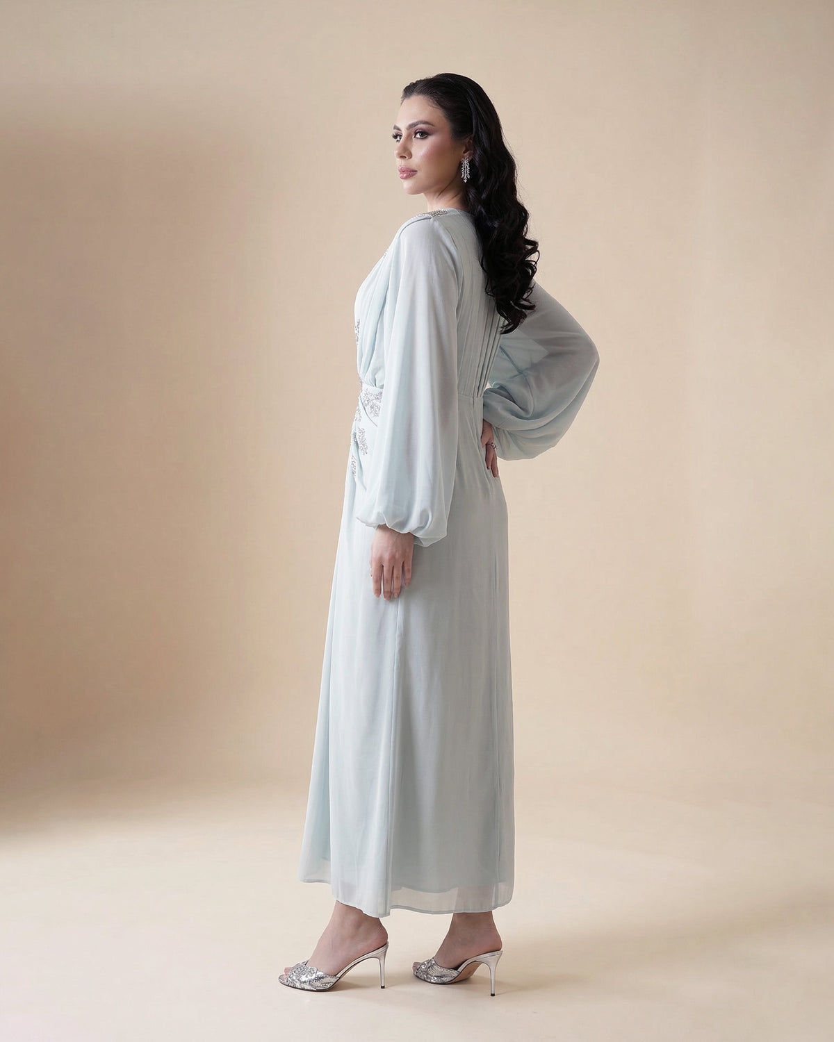 Aurora Embellished Maxi Dress – Mint Blue